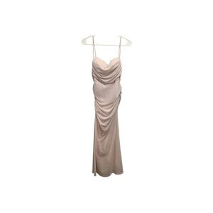 Elegant Blush Pink Cowl Neck Evening Dress